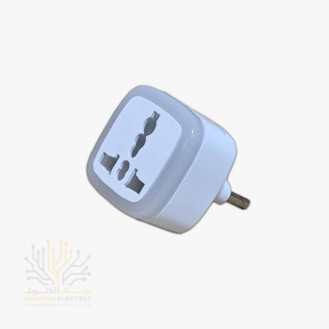 تبدیل 3 به 2 برند نارک دی 16 آمپر مدل A16P2 دوشاخه آهنی چراغ دار سفید