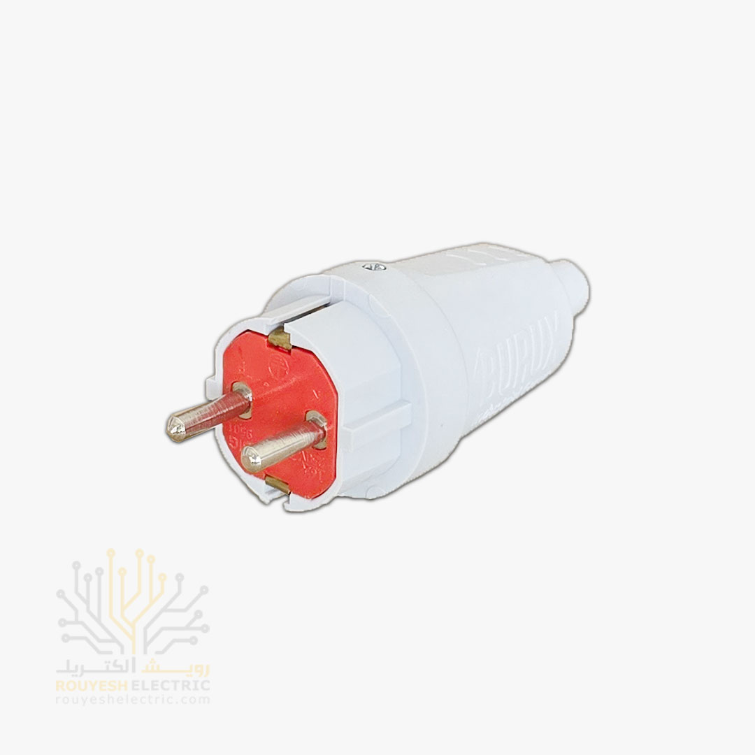 دوشاخه صنعتی برق برند بروکس بدنه لاستیکی