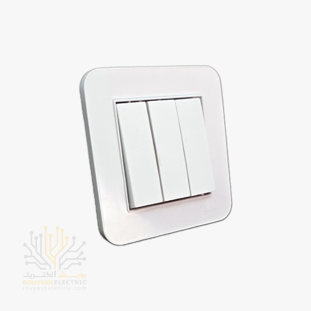 کلید سه پل توکار برند بکر مدل آتا سفید