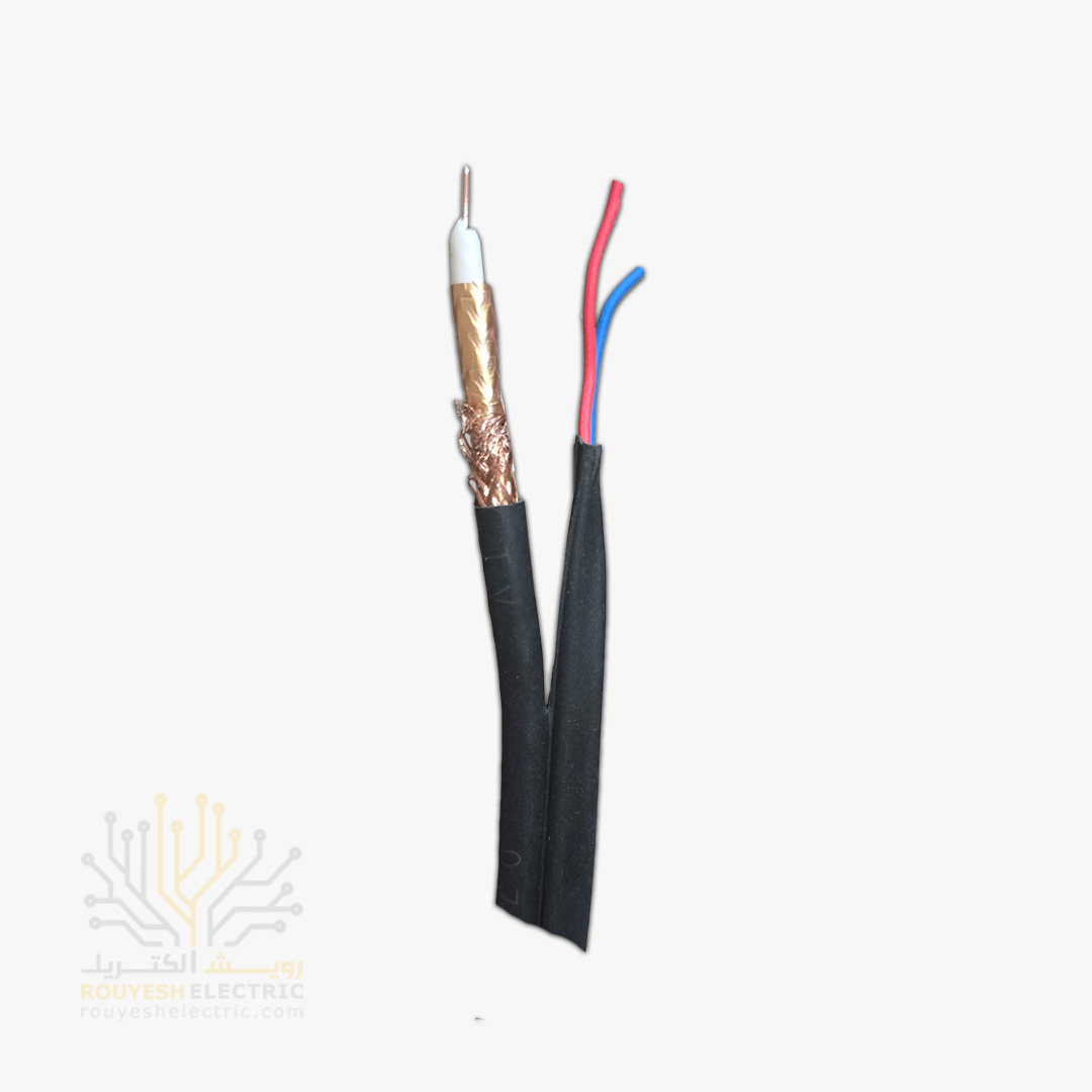 کابل دوربین برند تک کابل کرمان ترکیبی مغر مس با سطح مقطع 0/70 شیلد 80 رشته رنگ مس قرقره 205 متری