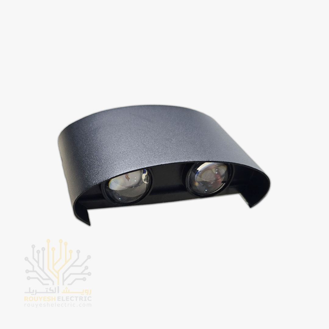 چراغ دیواری دکوراتیو 4 وات برند ایران مهر مدل قطاری بدنه آلومینیوم مشکی نور آفتابی