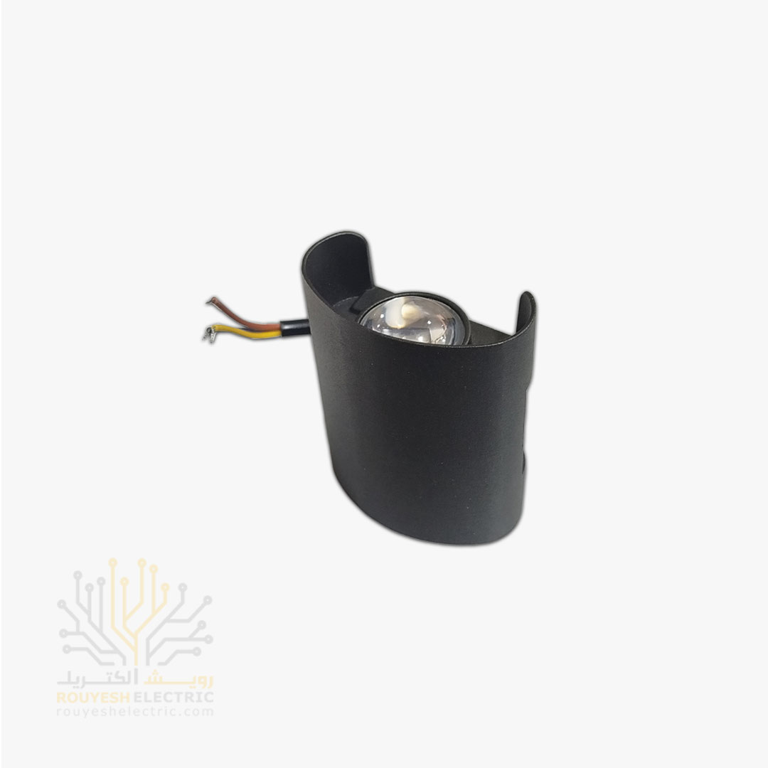 چراغ دیواری دکوراتیو برند پهنانور مدل قطاری 2 وات چیپ کری بدنه آلومینیوم مشکی نور آفتابی