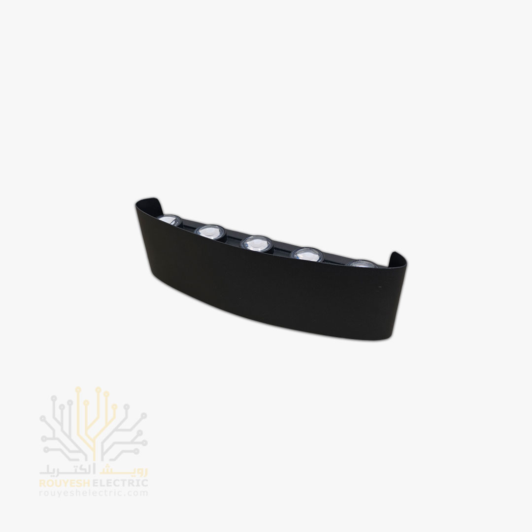 چراغ دیواری دکوراتیو برند دبلیو آر لایت مدل قطاری 10 وات چیپ کری بدنه آلومینیوم مشکی نور آفتابی