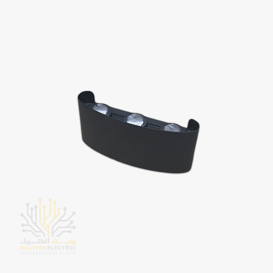 چراغ دیواری دکوراتیو برند دبلیو آر لایت مدل قطاری 6 وات چیپ کری بدنه آلومینیوم مشکی نور آفتابی