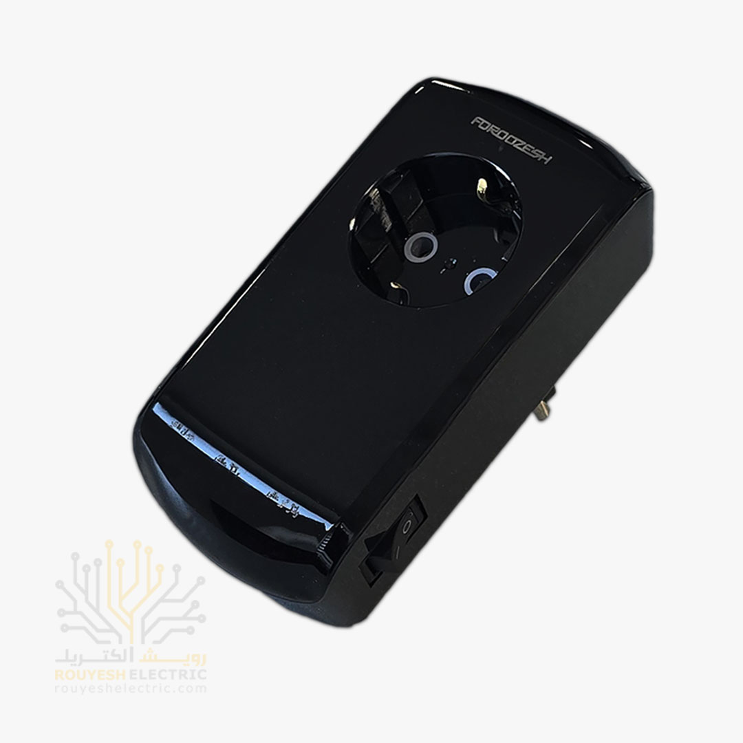 محافظ برق یخچال دیواری تک خانه برند فروزش مدل LT100DW لوتوس استاندارد ارتدار کلید دار بدنه مشکی دیجیتال