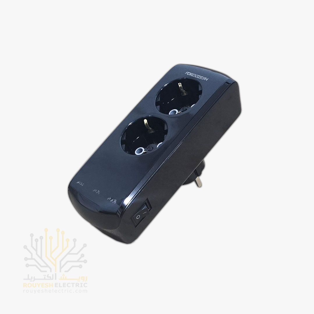 محافظ برق یخچال دیواری دو خانه برند فروزش مدل LT200W لوتوس استاندارد ارتدار کلید دار بدنه مشکی آنالوگ