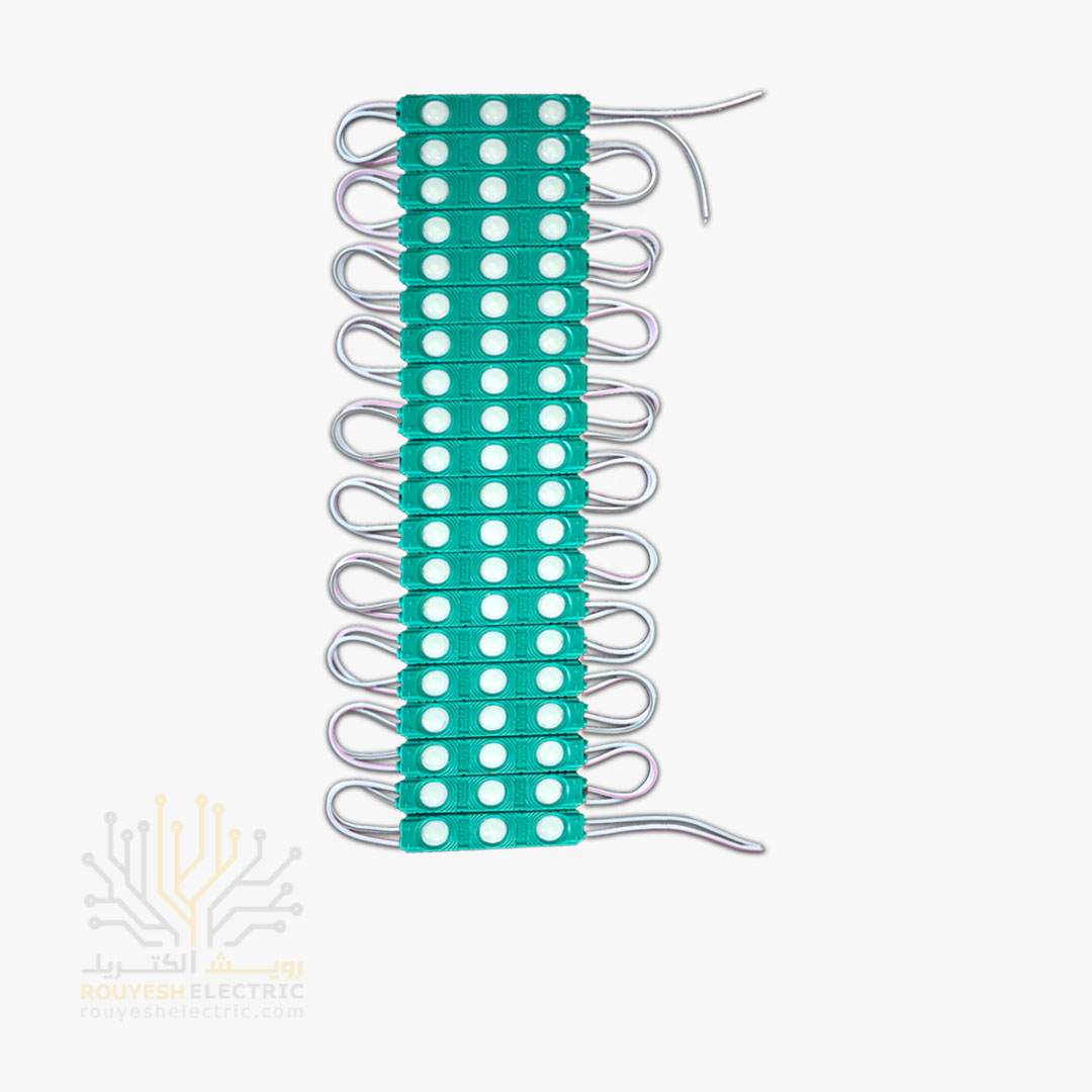 ریسه بلوکی SMD برند 3 ان آی لنز دار پشت آلومینیوم سبز ورق 20 تایی