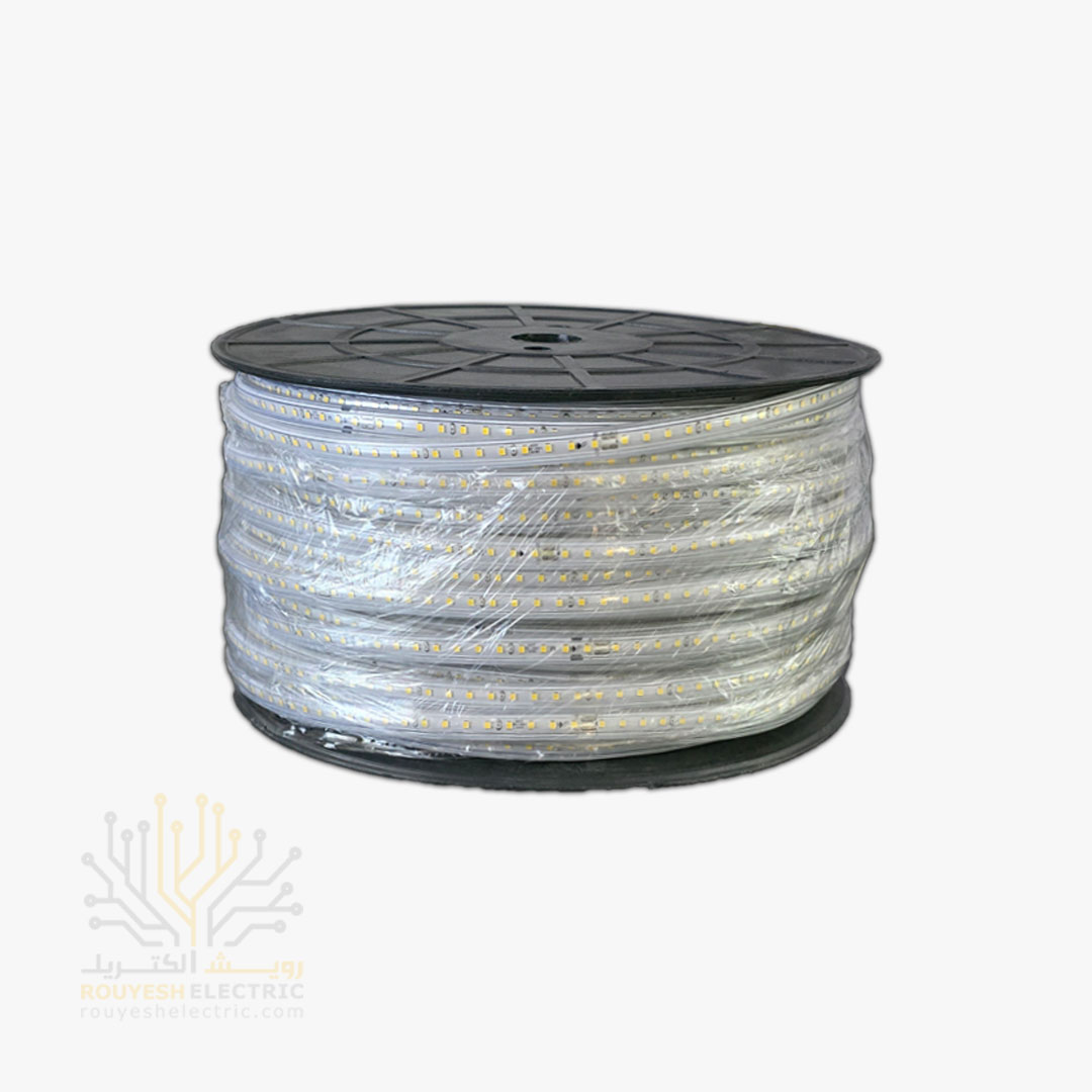ریسه شلنگی وایرلس برند شارو لایت 28x35 تک لاین تراکم 120 برش 20 سانت 10 میل رنگ آبی 100 متری