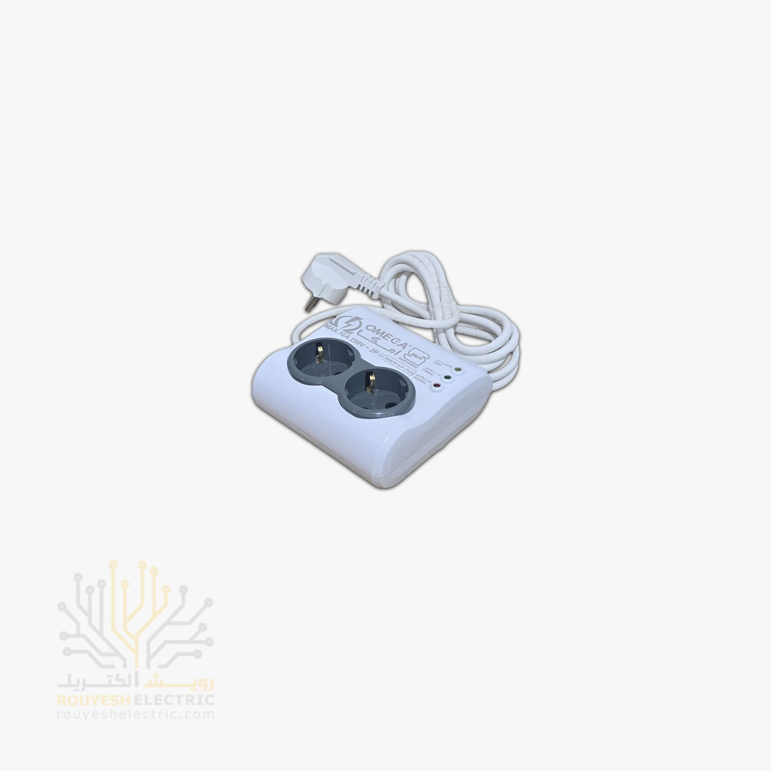 محافظ برق یخچال سیار دو خانه برند امگا مدل P4000 استاندارد ارتدار بدون کلید 10 آمپر 2 متری