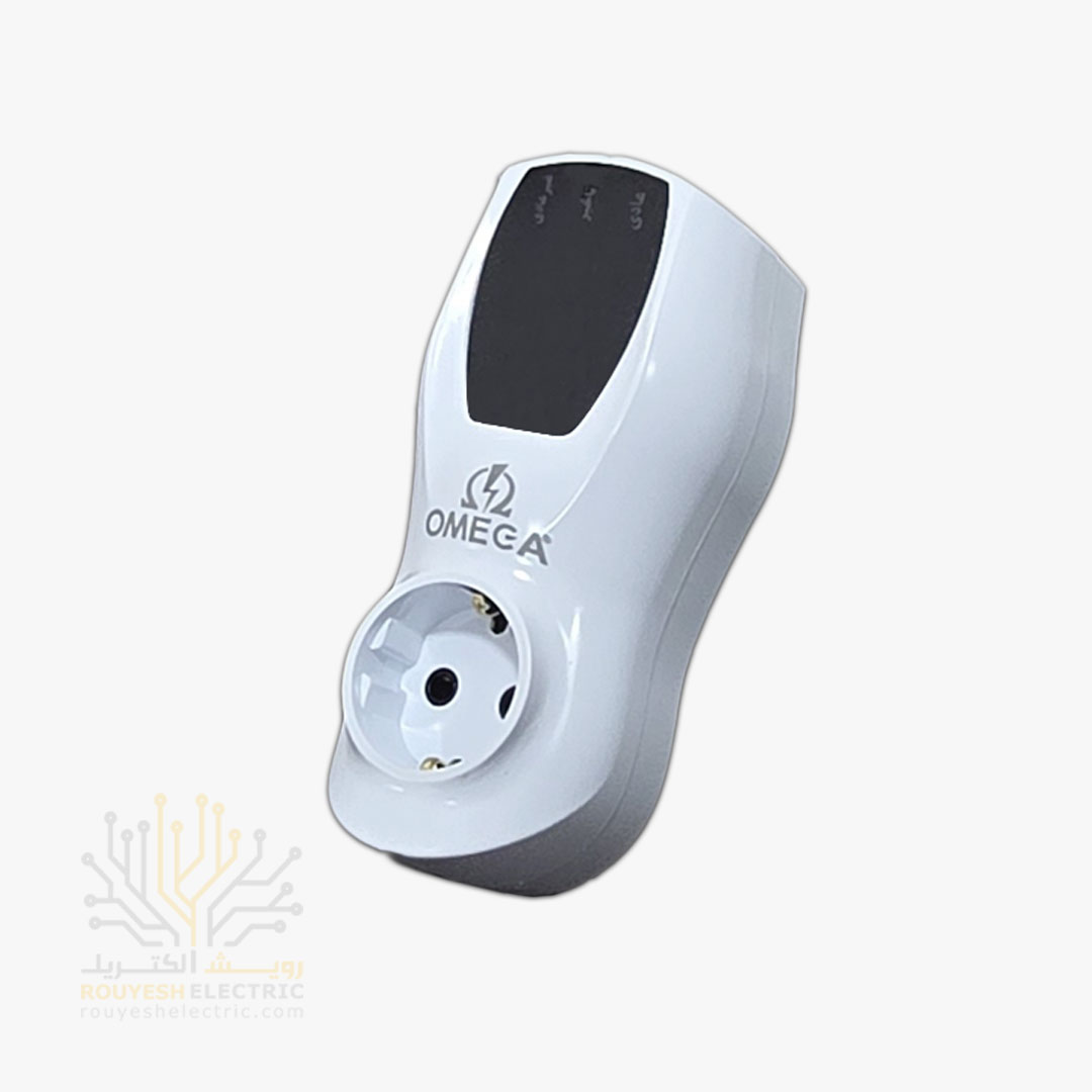 محافظ برق یخچال دیواری تک خانه برند امگا مدل G2100 استاندارد ارتدار بدون کلید بدنه سفید دیجیتال