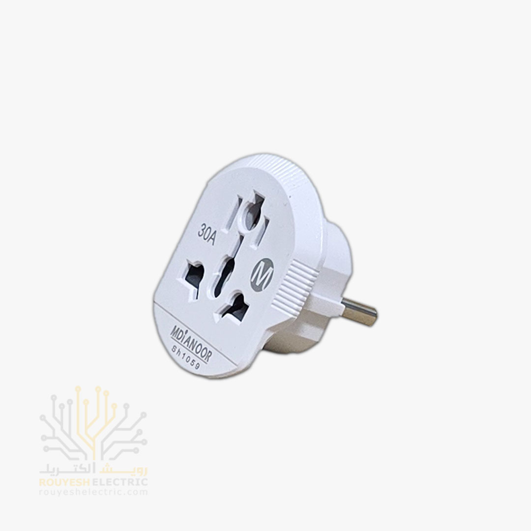 تبدیل 3 به 2 برند مدیا نور 30 آمپر ارتدار دوشاخه نگیر