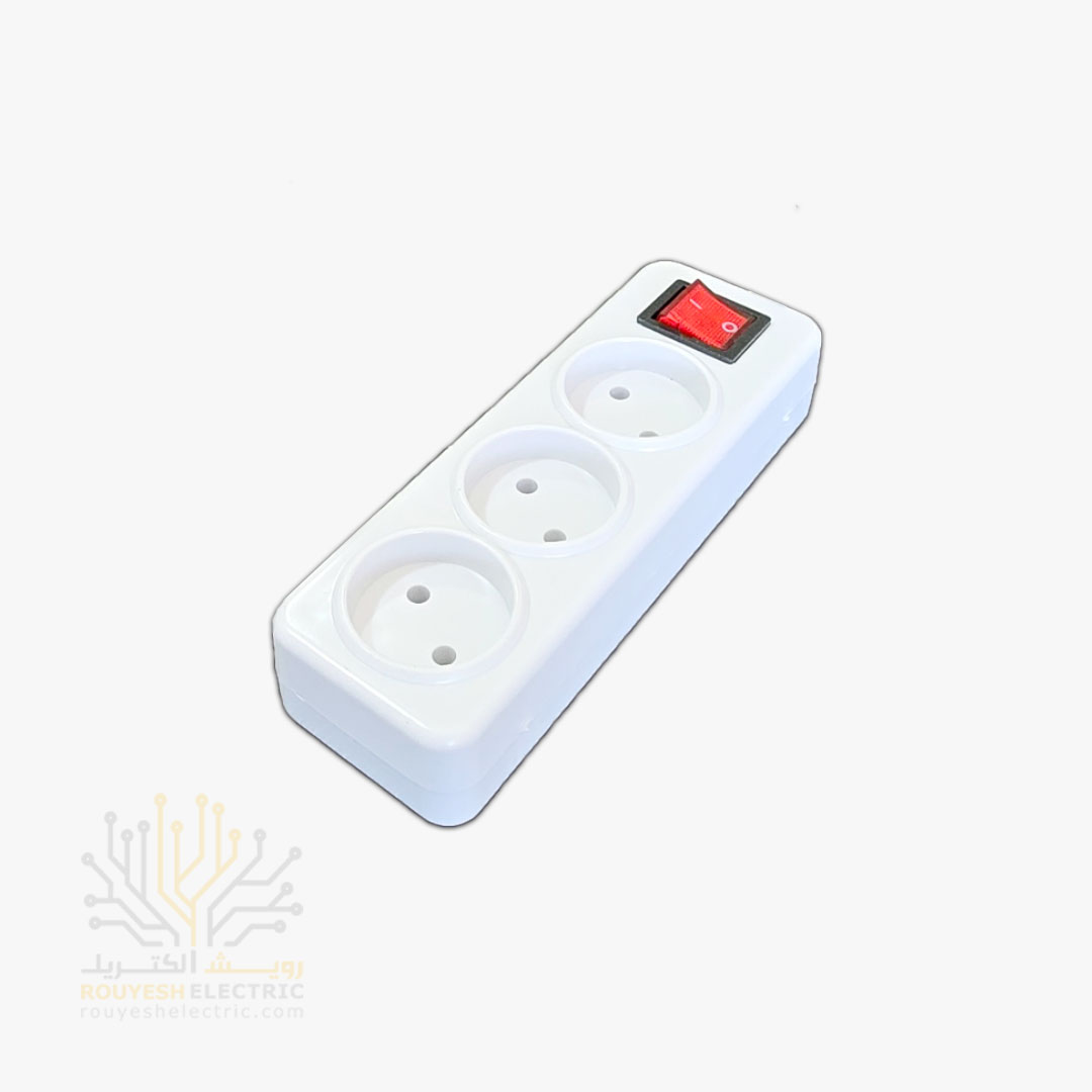 سه راهی برق برند افق بدون ارت کلید دار بدنه سفید بدون کابل