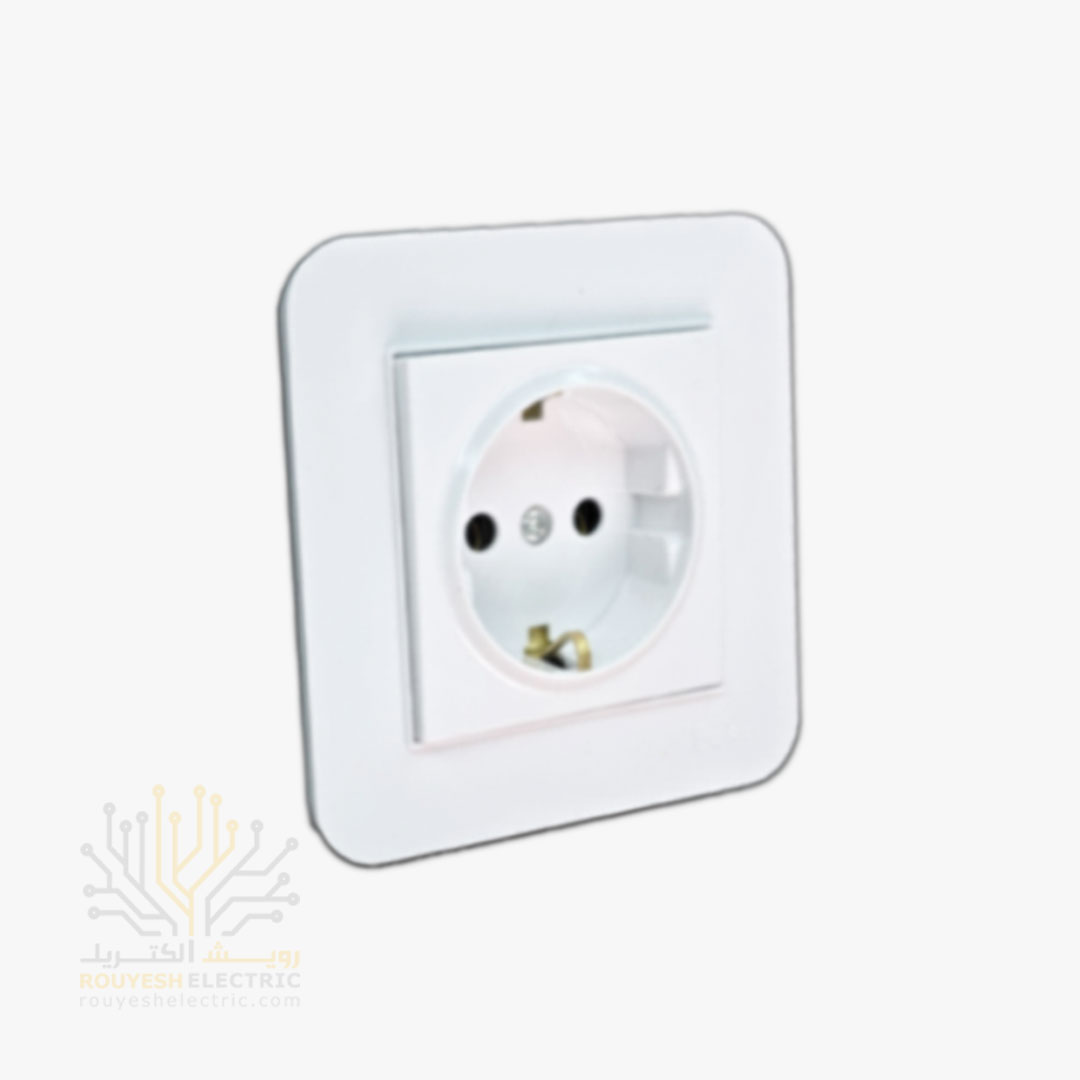 پریز برق ارتدار توکار برند بکر با مغزی سرامیکی مدل آتا سفید