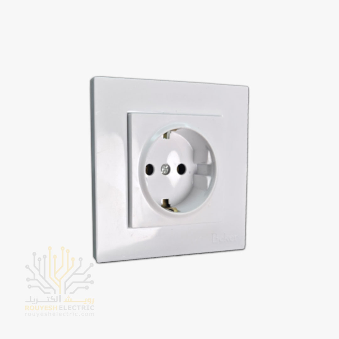 پریز برق ارتدار توکار برند بکر با مغزی سرامیکی مدل آسان سفید